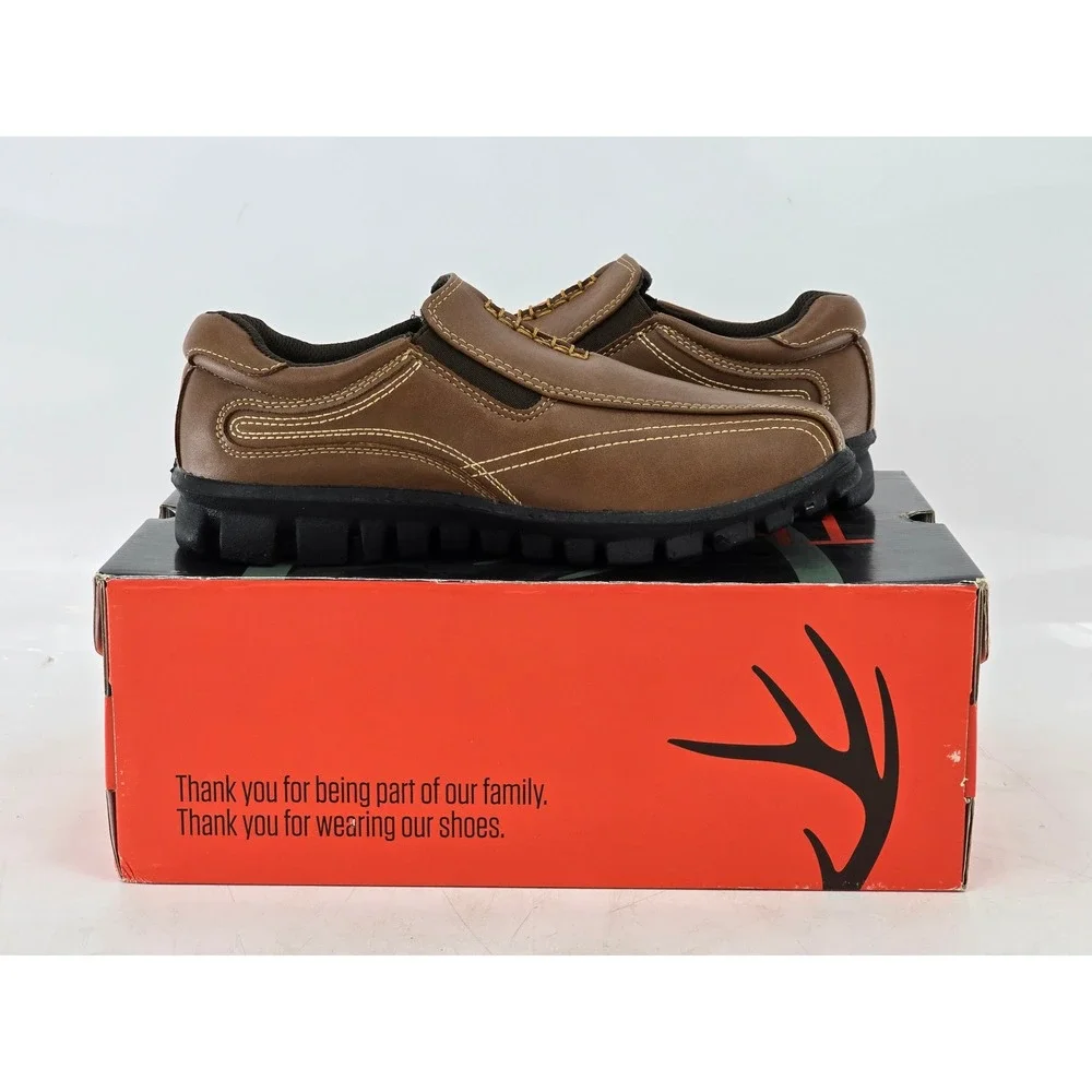 Deer Stags Stadium Loafers Boys Size 4 M Brown HTEC Slip On Shoes - Excellent